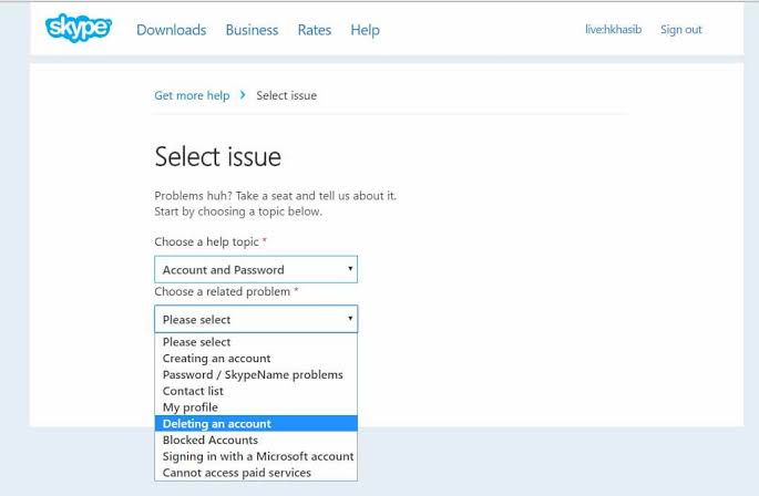 how to delete skype account from directory